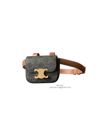 Celine Triomphe Belt Bag Tan Triomphe Canvas and Calfskin 45BCN2 