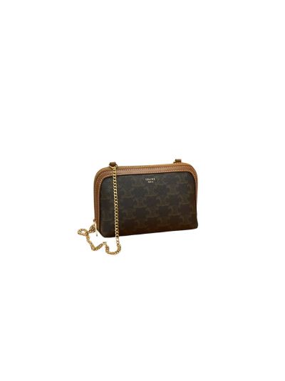 Celine Triomphe Canvas Clutch with Chain 10E382 