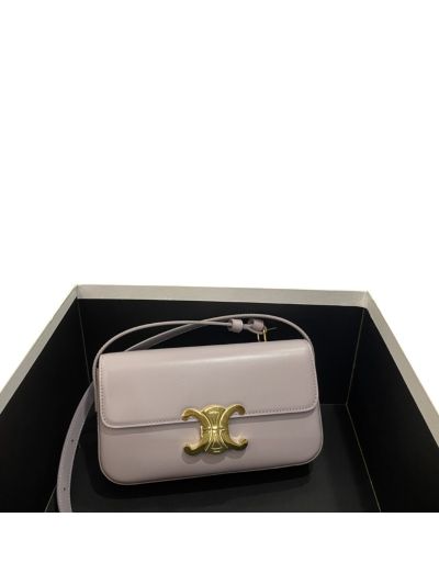 Celine Triomphe Light Purple Leather Flap Shoulder Bags 194142 
