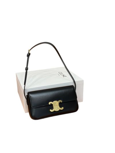 Celine Triomphe Shoulder Bag Black Triomphe Canvas 194143 