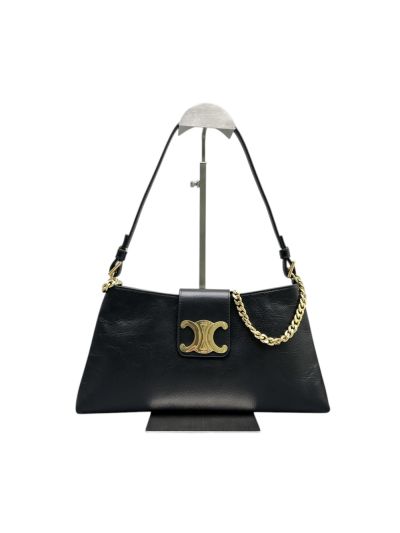 Celine Triomphe Wiltern Clutch Shoulder Crossbody Bag Black Smooth Calfskin 113673