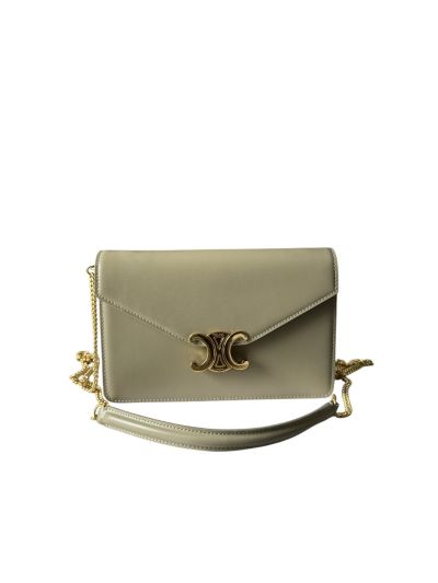 Celine Wallet on Chain Shoulder Crossbody Bag Light Green Shiny Calfskin 10L033 