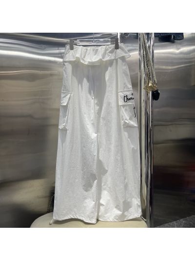 Chanel A-Line Belted Pants in White