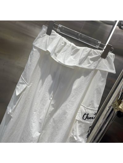 Chanel A-Line Belted Pants in White