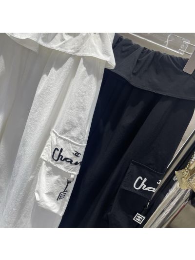 Chanel A-Line Belted Pants in White