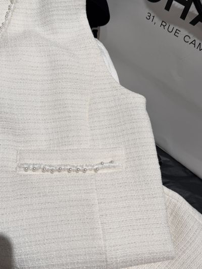 Chanel Beaded V-Neck Dress in White