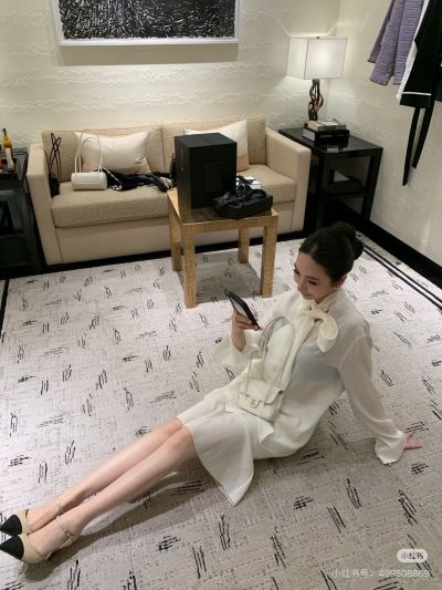 Chanel Bow Button-Front Blouse in White
