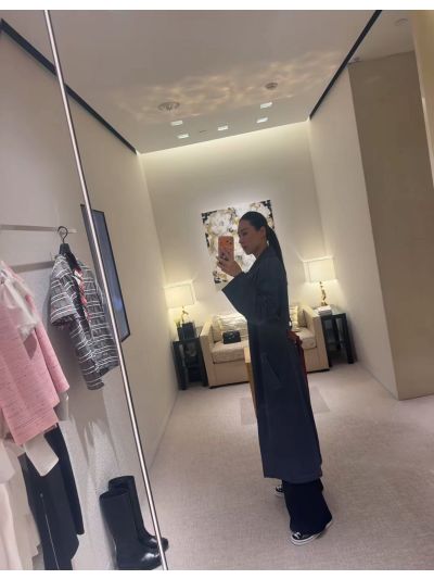 Chanel Button-Front Longline Coat in Navy