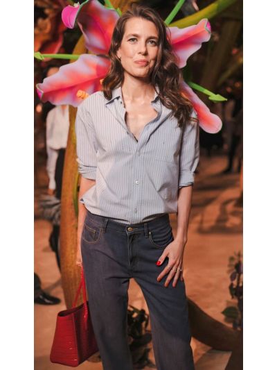 Chanel Button-Front Short Sleeve Shirt in Light Blue