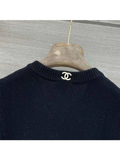 Chanel Cashmere V-Neck Top in Navy