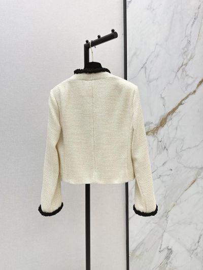 Chanel Contrast-Trim Button-Front Set in Cream and Black