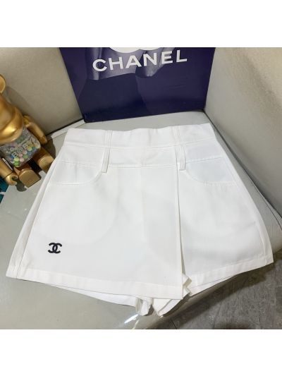 Chanel Contrast-Trim Monogram Pants