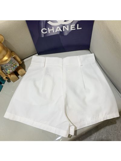 Chanel Contrast-Trim Monogram Pants