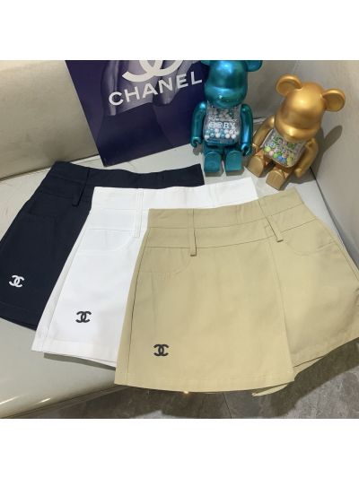 Chanel Contrast-Trim Monogram Pants