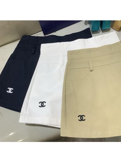 Chanel Contrast-Trim Monogram Pants