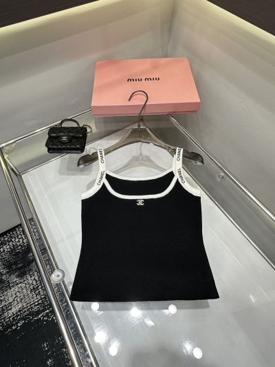 Chanel Contrast-Trim Top in White and Black