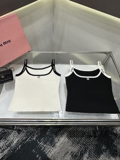Chanel Contrast-Trim Top in White and Black