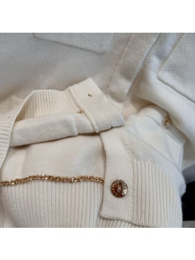 Chanel Crew Neck Cashmere Cardigan in White