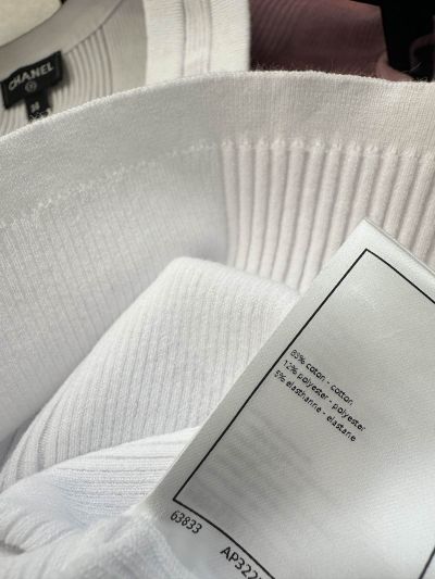Chanel Crew Neck Embroidered Top in White