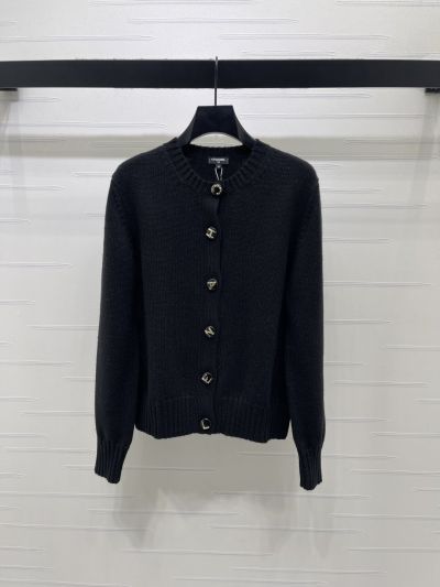 Chanel Crew Neck Long Sleeve Cardigan in Navy
