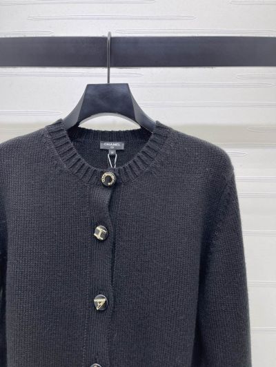 Chanel Crew Neck Long Sleeve Cardigan in Navy