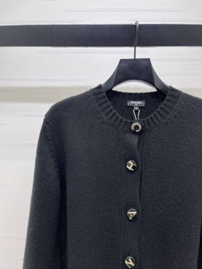 Chanel Crew Neck Long Sleeve Cardigan in Navy