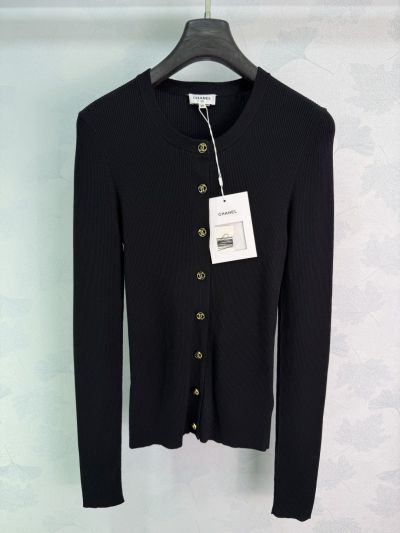 Chanel Crew Neck Long Sleeve Cardigan in White