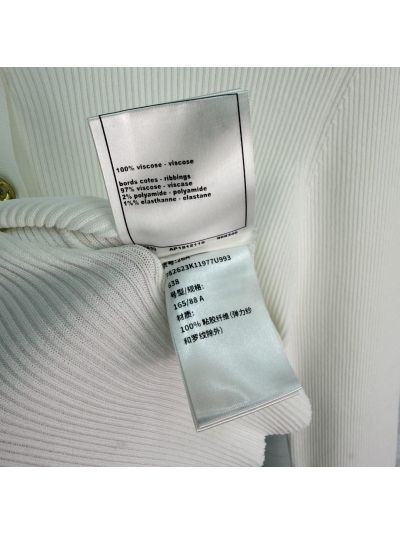 Chanel Crew Neck Long Sleeve Cardigan in White