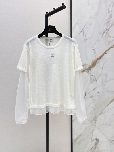 Chanel Crew Neck Long Sleeve Top in White