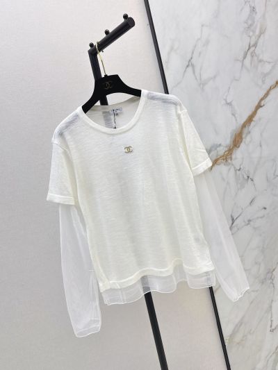 Chanel Crew Neck Long Sleeve Top in White