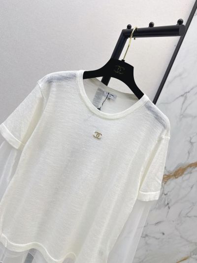 Chanel Crew Neck Long Sleeve Top in White
