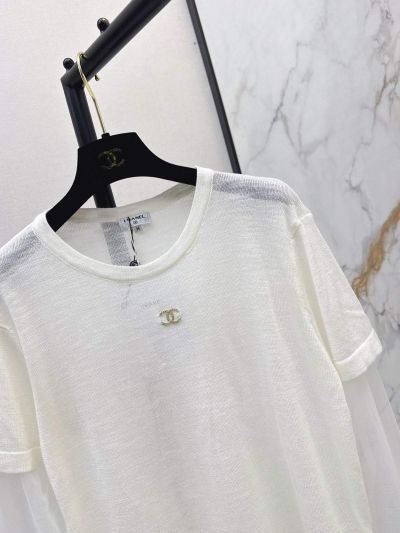 Chanel Crew Neck Long Sleeve Top in White
