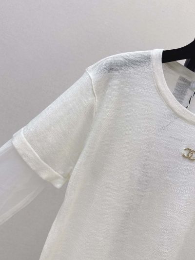 Chanel Crew Neck Long Sleeve Top in White