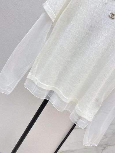 Chanel Crew Neck Long Sleeve Top in White
