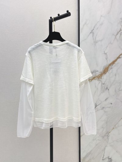 Chanel Crew Neck Long Sleeve Top in White