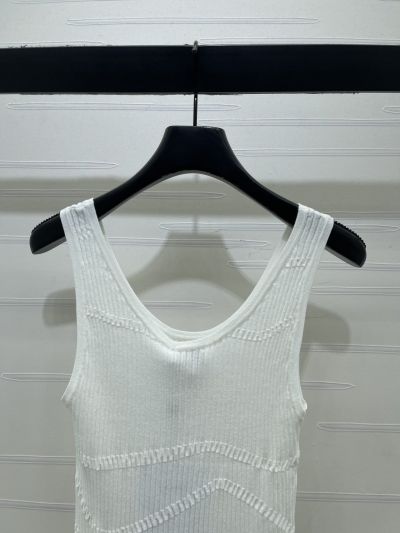 Chanel Crew Neck Ribbed Knit Vest