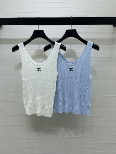 Chanel Crew Neck Ribbed Knit Vest