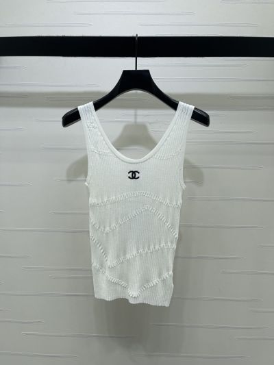 Chanel Crew Neck Ribbed Knit Vest