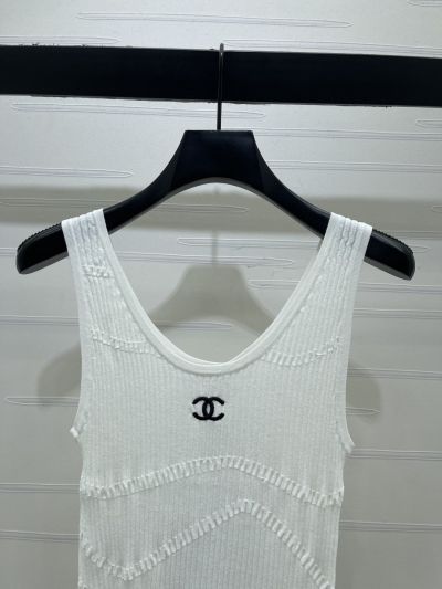 Chanel Crew Neck Ribbed Knit Vest