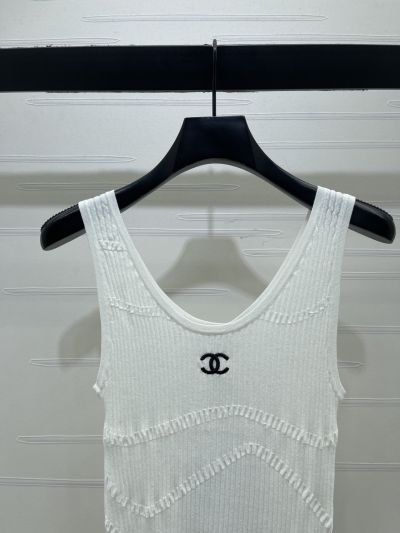 Chanel Crew Neck Ribbed Knit Vest