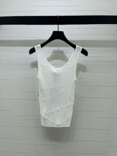 Chanel Crew Neck Ribbed Knit Vest