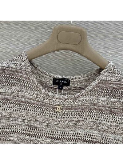 Chanel Crew Neck Short Sleeve Dress in Beige