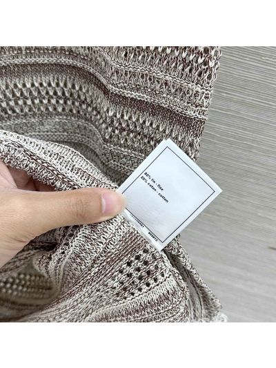 Chanel Crew Neck Short Sleeve Dress in Beige