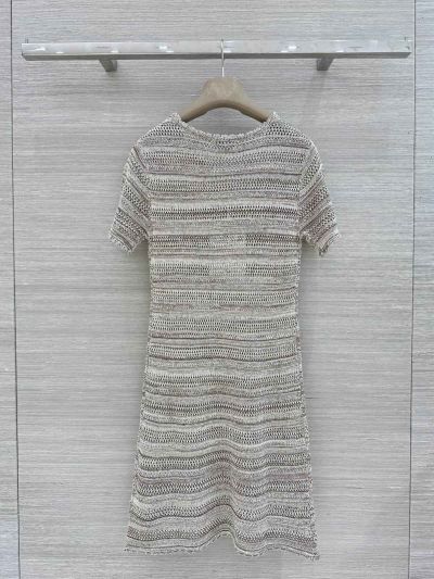 Chanel Crew Neck Short Sleeve Dress in Beige