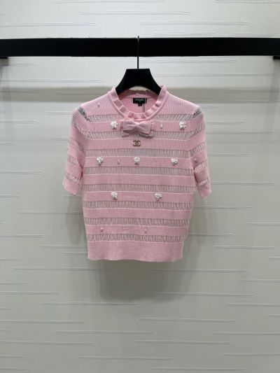 Chanel Crew Neck Short Sleeve Dress in Pink