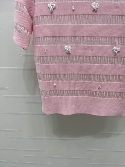 Chanel Crew Neck Short Sleeve Dress in Pink