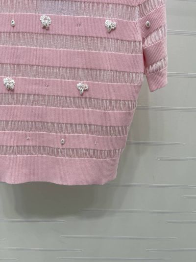 Chanel Crew Neck Short Sleeve Dress in Pink