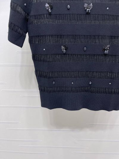 Chanel Crew Neck Short Sleeve Top in Navy