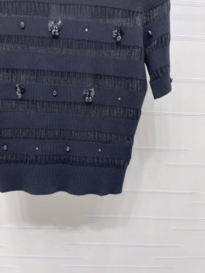 Chanel Crew Neck Short Sleeve Top in Navy