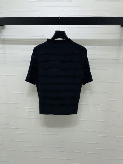 Chanel Crew Neck Short Sleeve Top in Navy